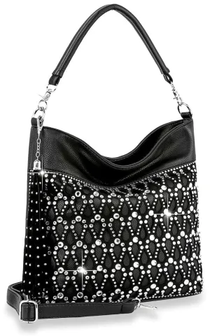 Sparkling Rhinestone Design Hobo Handbag