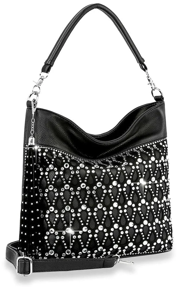 Sparkling Rhinestone Design Hobo Handbag