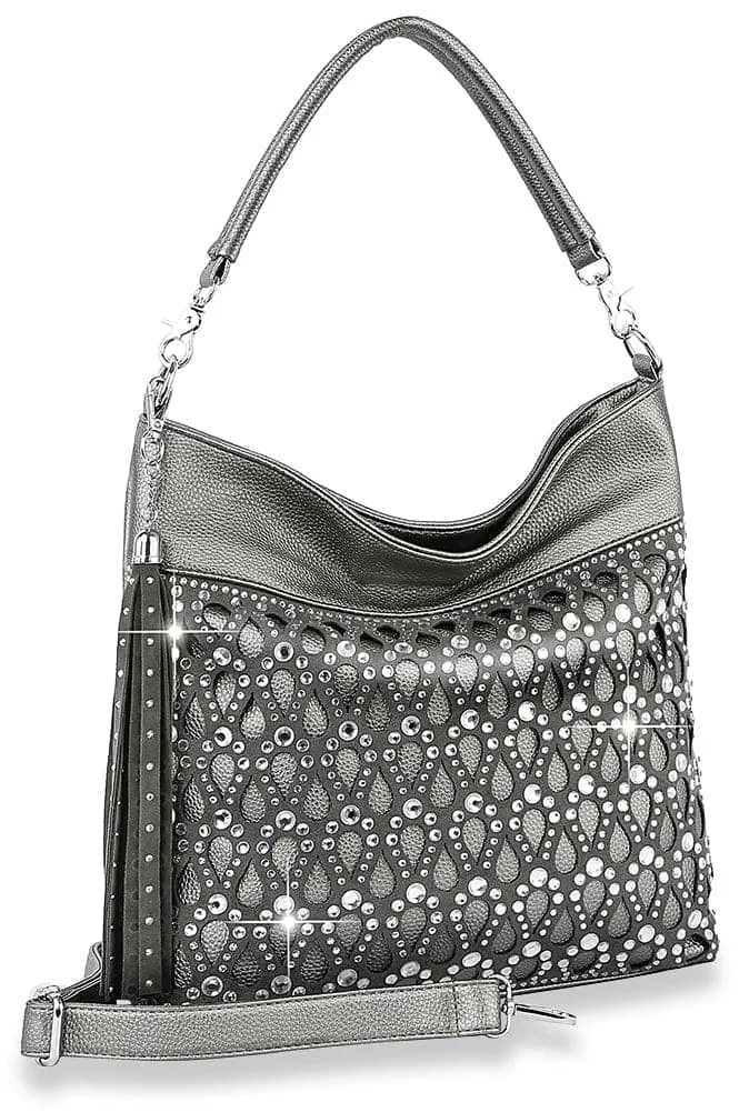 Sparkling Rhinestone Design Hobo Handbag