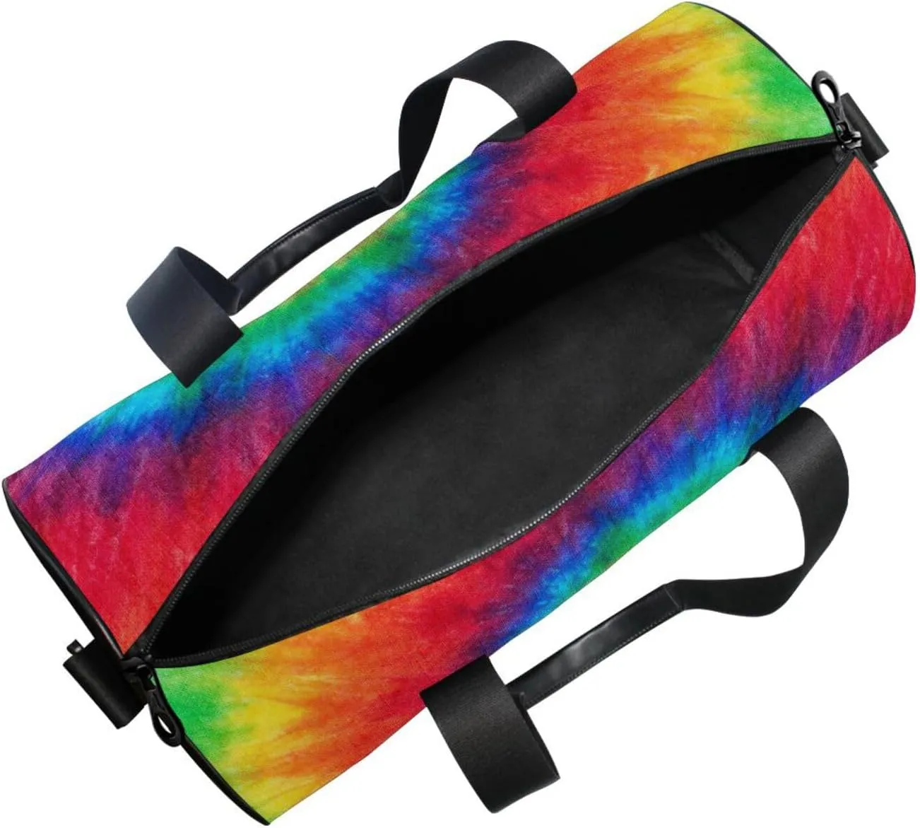 Spiral Tie Dye Colorful Rainbow Hippie Pattern on Fabric Portable Gym Bag, Travel Bag, Luggage bag, Sports Bag, Toiletry Bag with Handles, Detachable Shoulder Strap 17.6 x 9 x 9 inch