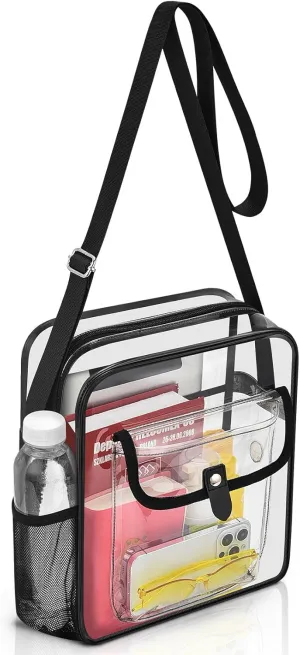 SPODEARS Clear Crossbody Bag for Stadium Events & Concerts - Adjustable Shoulder Strap Purse with 1 Bottle Holder