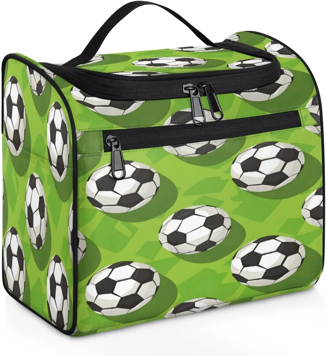 Sport Soccer Ball Travel Toiletry Bag for Women Large Capacity Wide-open Makeup Organizer Cosmetic Travel Bags for Toiletries