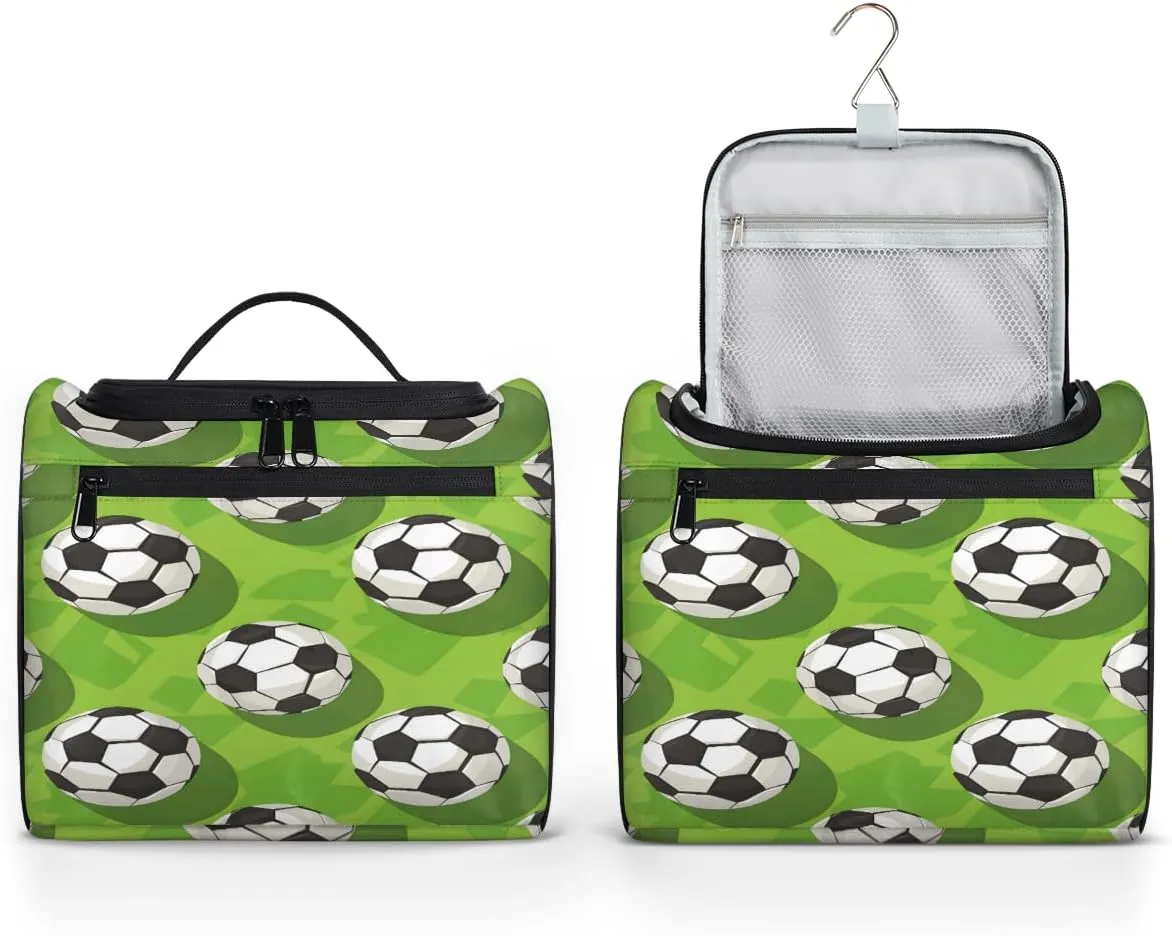 Sport Soccer Ball Travel Toiletry Bag for Women Large Capacity Wide-open Makeup Organizer Cosmetic Travel Bags for Toiletries