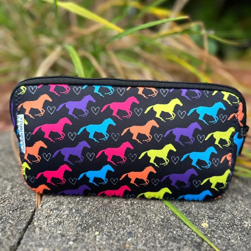 Sportybella Makeup Bag for Horse Lovers - Waterproof Toiletry Organizer, Equestrian Gift for Women, Travel Cosmetic Bag, Horse Accessories