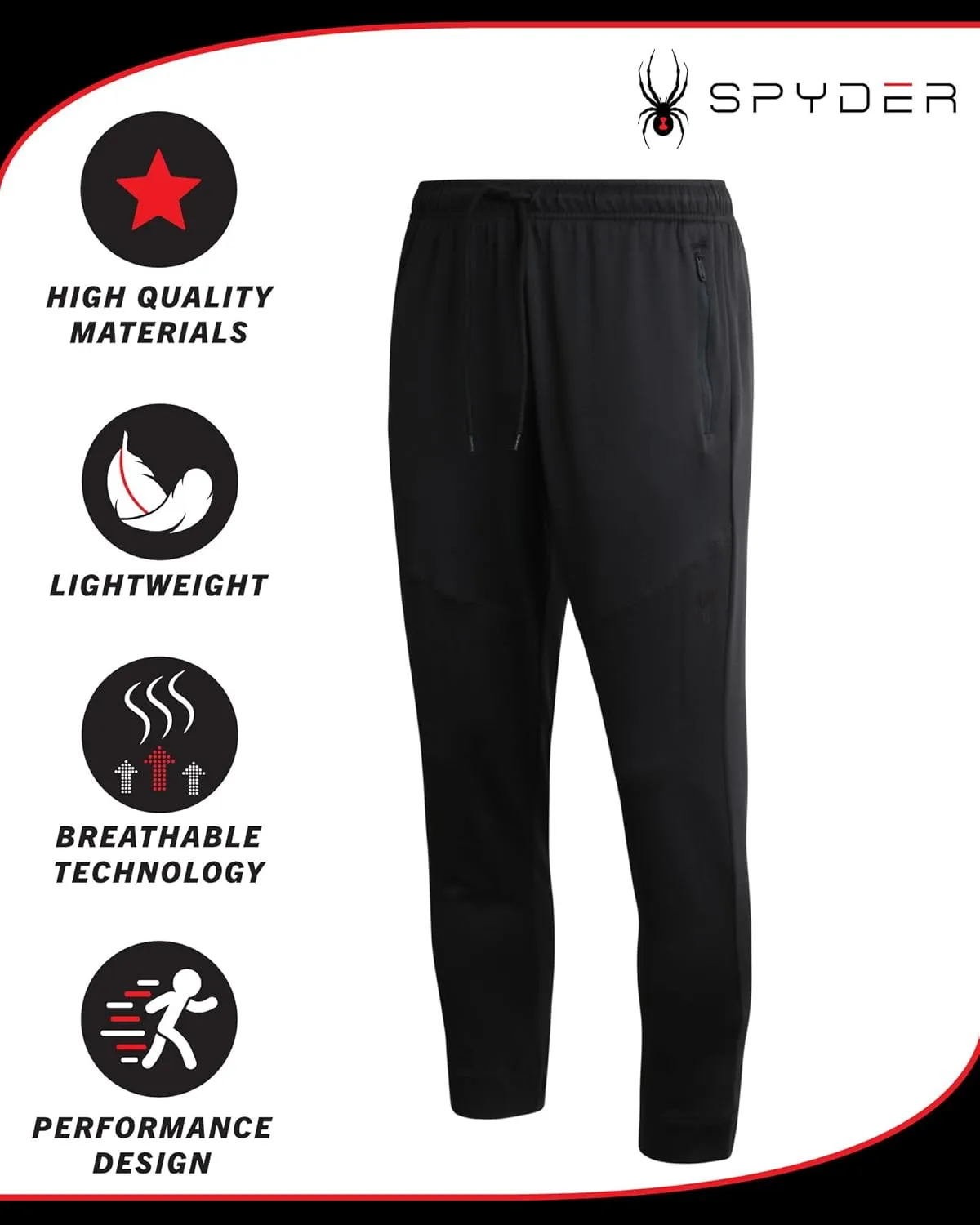 Spyder Mens Sweatpants with Pockets - Athletic Performance Tech Joggers for Men, Terry Workout Pants for Gym, Running, Hiking