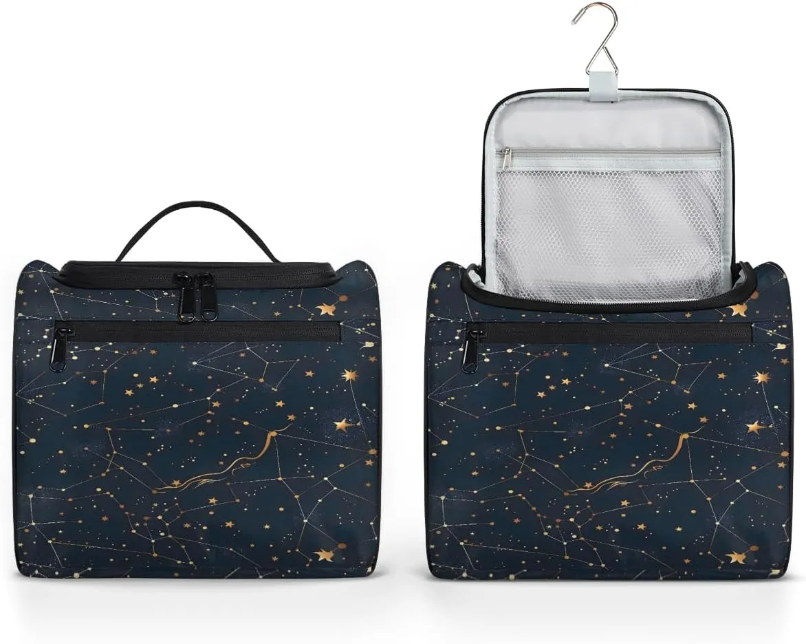 Starry Universe Constellation Galaxy Space Travel Toiletry Bag for Men and Women, Large Hanging Makeup Bag Organizer Toiletries Bag for Travel, Cosmetic Bag with Handle