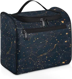 Starry Universe Constellation Galaxy Space Travel Toiletry Bag for Men and Women, Large Hanging Makeup Bag Organizer Toiletries Bag for Travel, Cosmetic Bag with Handle