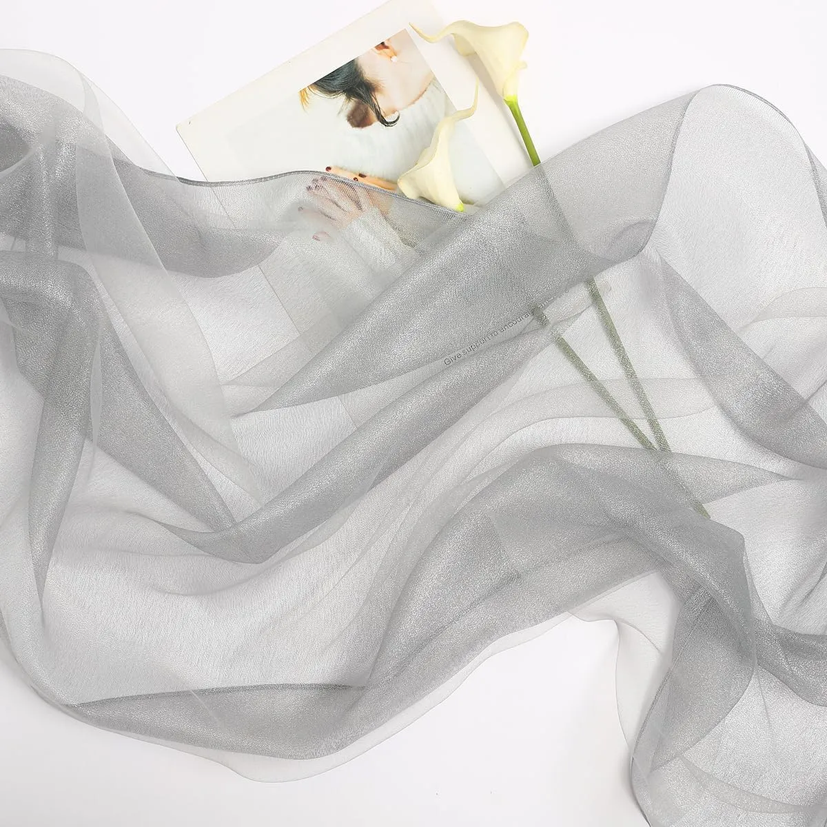 STARWHISPER Women's Sparkle Silk Scarf Shawl Wrap for Evening Dress Wedding Party Double layer
