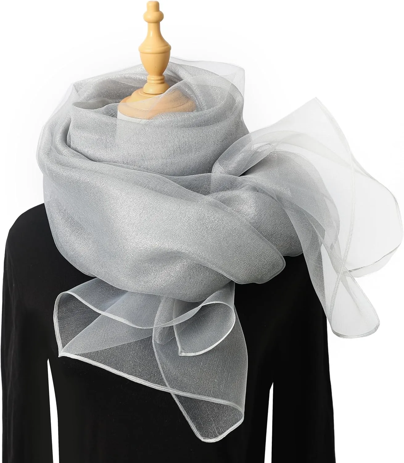 STARWHISPER Women's Sparkle Silk Scarf Shawl Wrap for Evening Dress Wedding Party Double layer
