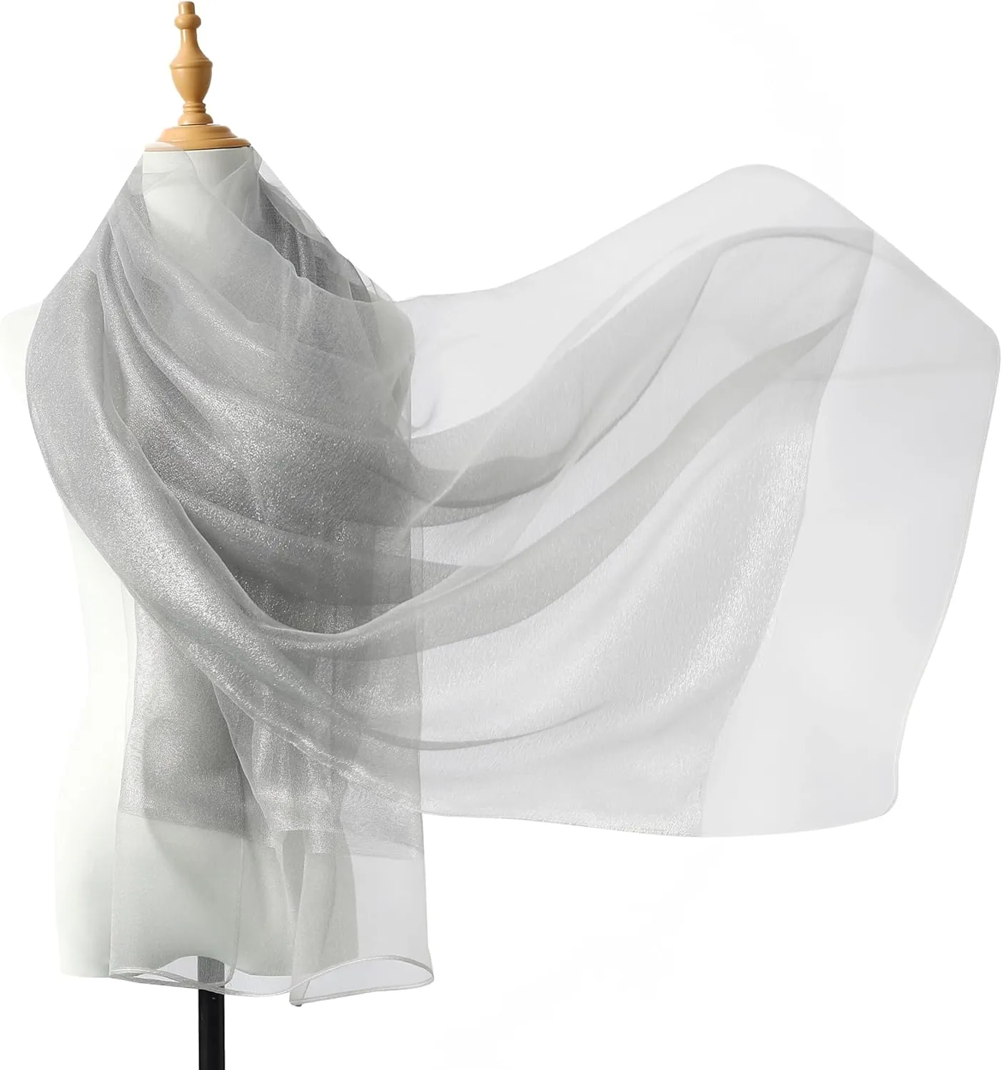 STARWHISPER Women's Sparkle Silk Scarf Shawl Wrap for Evening Dress Wedding Party Double layer