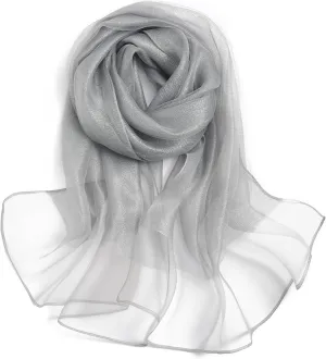 STARWHISPER Women's Sparkle Silk Scarf Shawl Wrap for Evening Dress Wedding Party Double layer