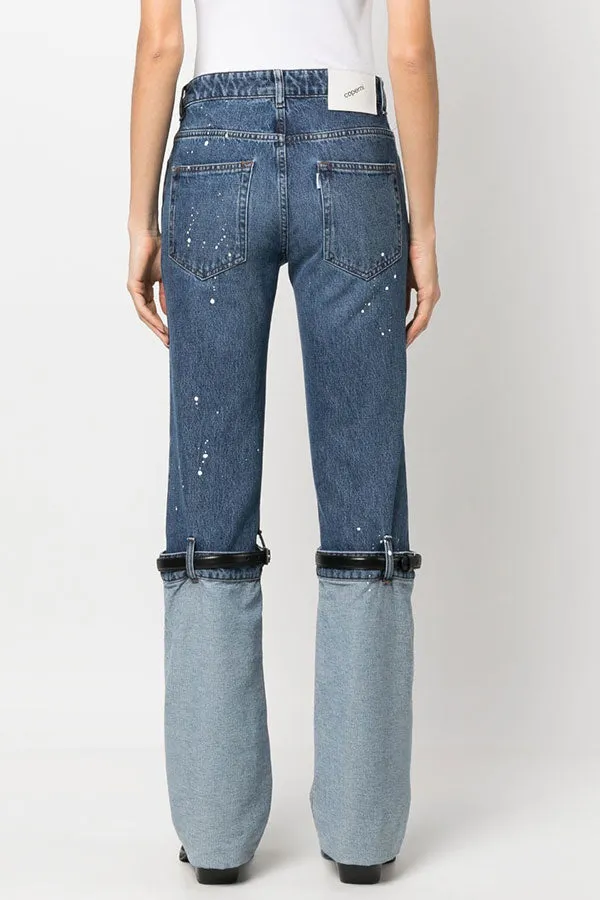 storexq Hit Color Patchwork Belt Design Striking Jeans