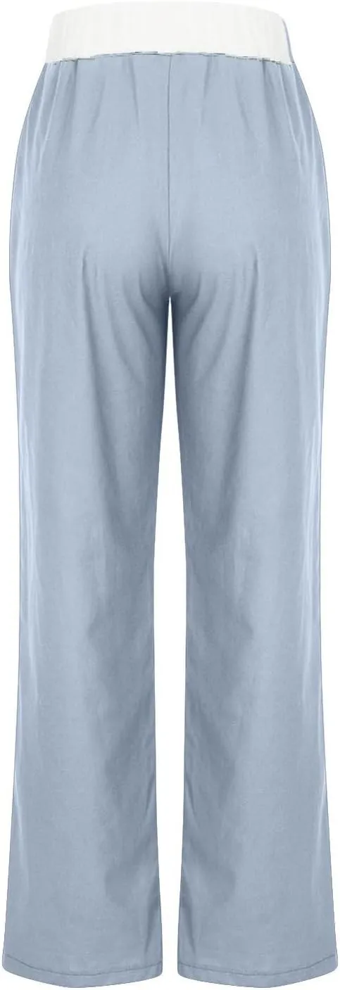 Straight Leg Pants for Women Dressy Casual 2024 Elastic High Waist Sweatpants Long Lounge Pant Trousers with Pockets