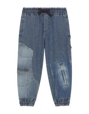 Stretch jersey denim jogging pants