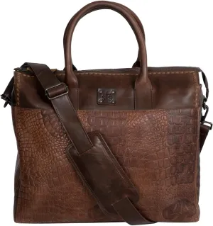 STS Ranchwear Womens Catalina Croc Chestnut Leather Laptop Bag