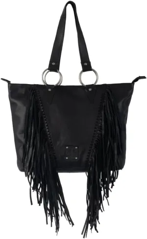 STS Ranchwear Womens Indie Black Buffalo Leather Shoulder Tote Bag OS