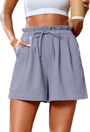 SUEANI Women's Casual Shorts Drawstring Elastic Waist Shorts Summer Beach Shorts with Pockets