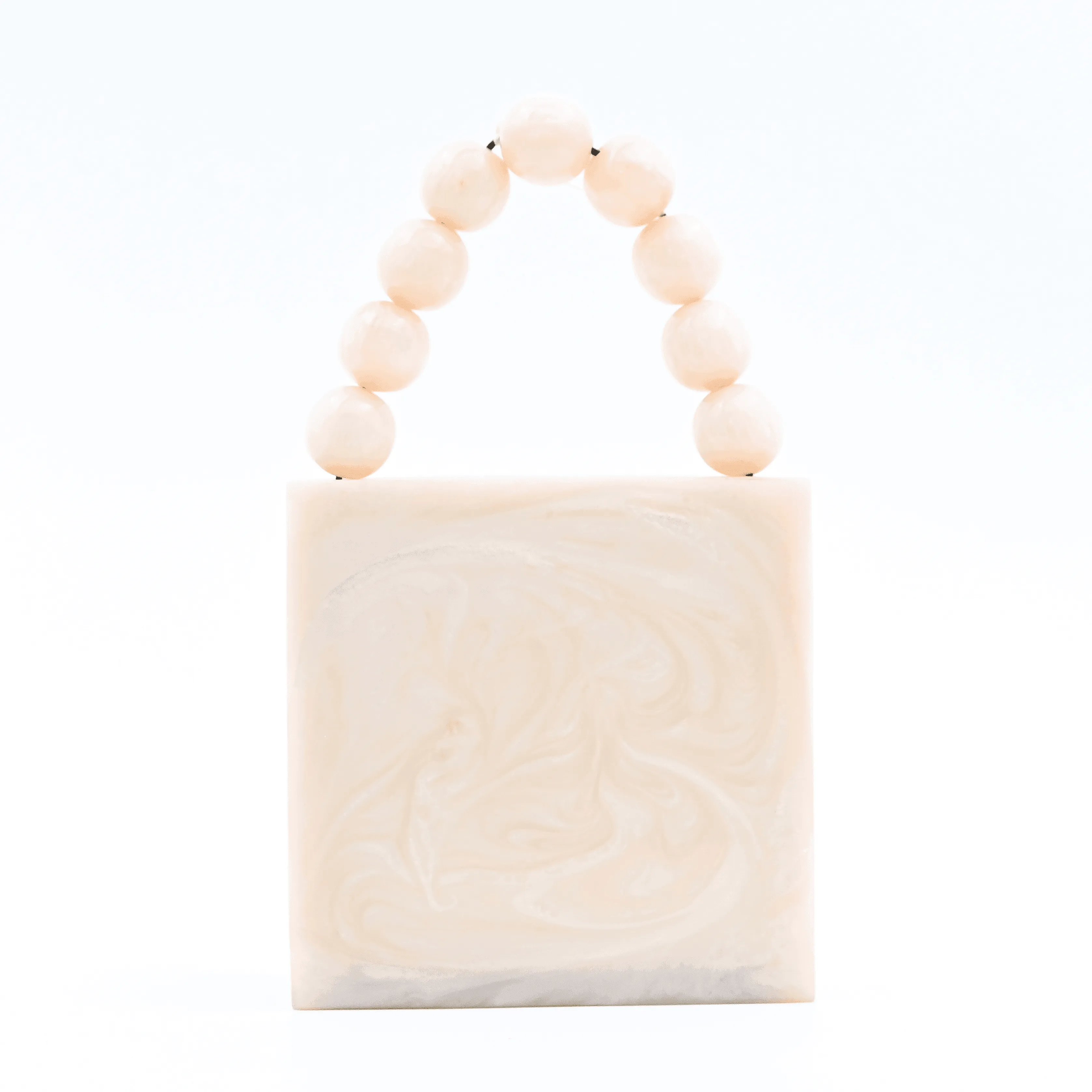 Sugarcrush Beige luxury Mini embellished clutch with pearl handle