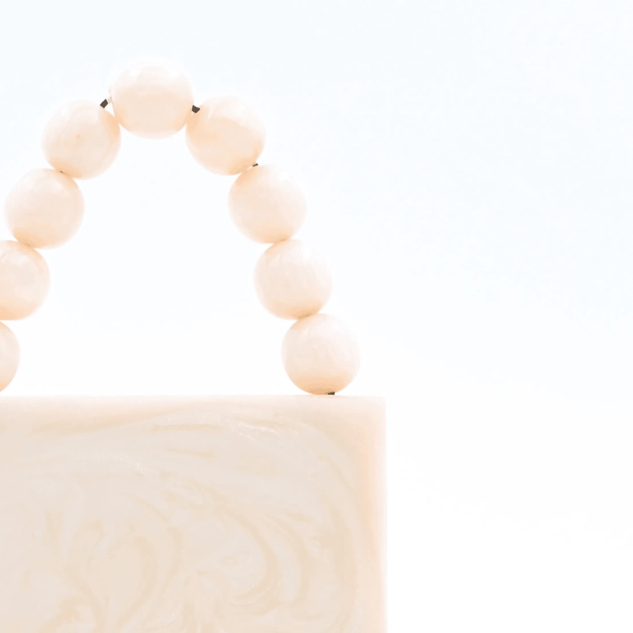 Sugarcrush Beige luxury Mini embellished clutch with pearl handle