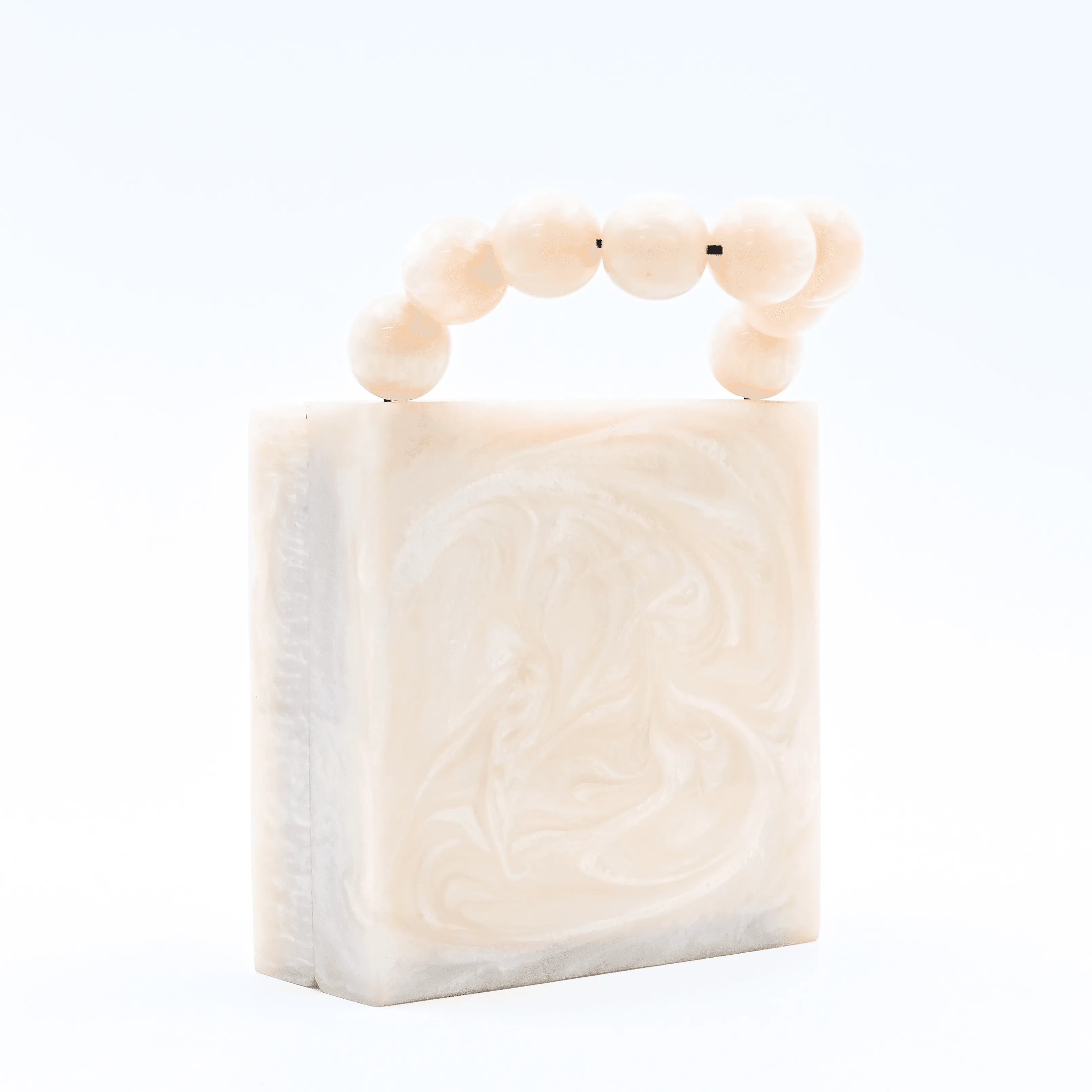 Sugarcrush Beige luxury Mini embellished clutch with pearl handle