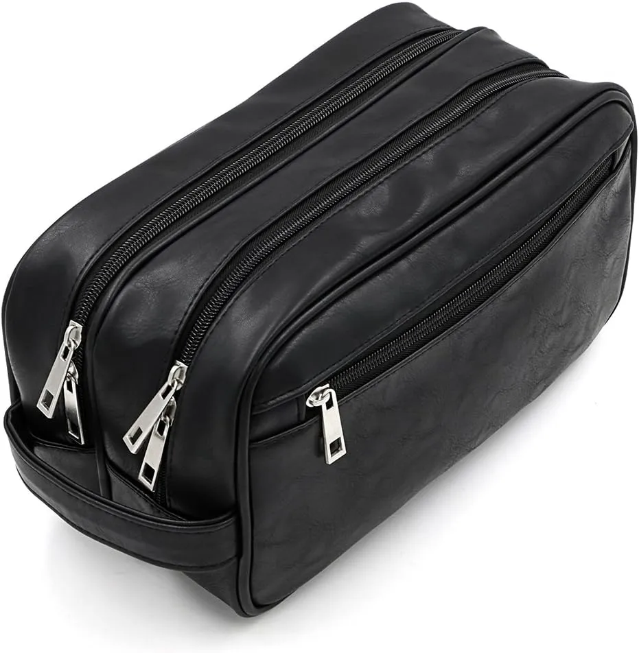 Sumnacon Toiletry Bags, Unisex PU Leather Waterproof Travel Toiletry Bag Organizer Perfect for Shaving Grooming Dopp Kit & Household Business Vacation, Cosmetic Bag with Portable Handle