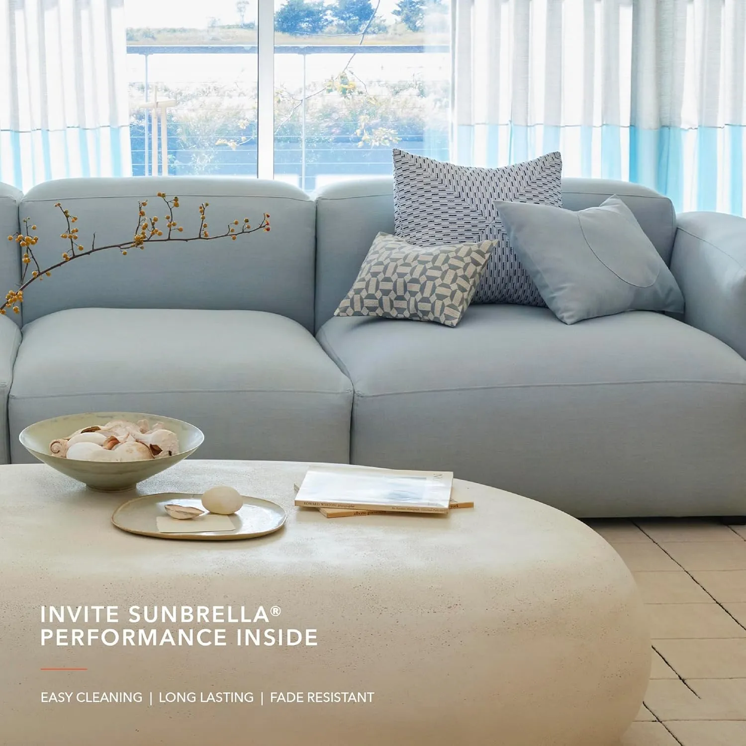 Sunbrella Textured Fabric by The Yard | Official Sunbrella Seller | Indoor or Outdoor Upholstery Fabric for Chairs, Cushions, Drapery, Pillows, Furniture | Linen Stone