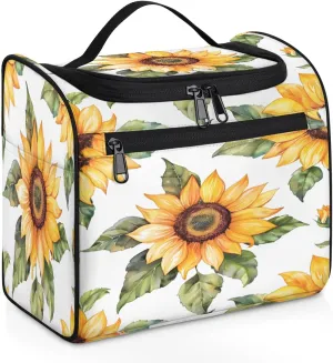 Sunflowers Travel Toiletry Bag for Men and Women, Large Hanging Makeup Bag Organizer Toiletries Bag for Travel, Cosmetic Bag with Handle