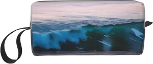 Sunset and Sunrise with Ocean Sea Waves print Multi-Purpose Cosmetic Bag with Zipper Canvas Makeup Bag, Travel Toiletry Pouch, Pencil Bag