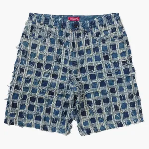 Supreme Frayed Patchwork Baggy Denim Short Washed Blue