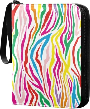 susiyo Colorful Rainbow Tiger Stripes Card Binder 400 Pockets Cute Trading Football Collectible Card Albums