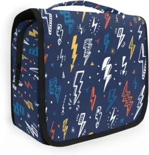 susiyo Hanging Travel Toiletry Bag Lightning Bolts Signs Cosmetic Makeup Bag Portable Cosmetic Pouch Waterproof Shower Bag Travel Organizer Case for Women Girls