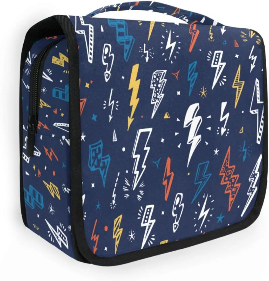 susiyo Hanging Travel Toiletry Bag Lightning Bolts Signs Cosmetic Makeup Bag Portable Cosmetic Pouch Waterproof Shower Bag Travel Organizer Case for Women Girls