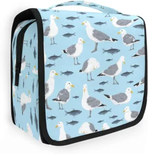 susiyo Hanging Travel Toiletry Bag Sea Gulls Fish Cosmetic Makeup Bag Portable Cosmetic Pouch Waterproof Shower Bag Travel Organizer Case for Women Girls