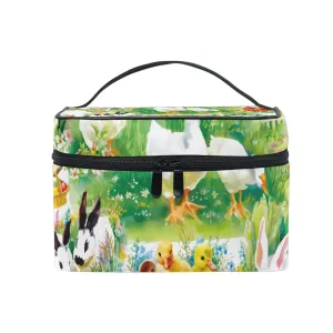 susiyo Makeup Bag Organizer for Travel Farm Ducklings Chickens Hares Women Cosmetic Bag with Handle