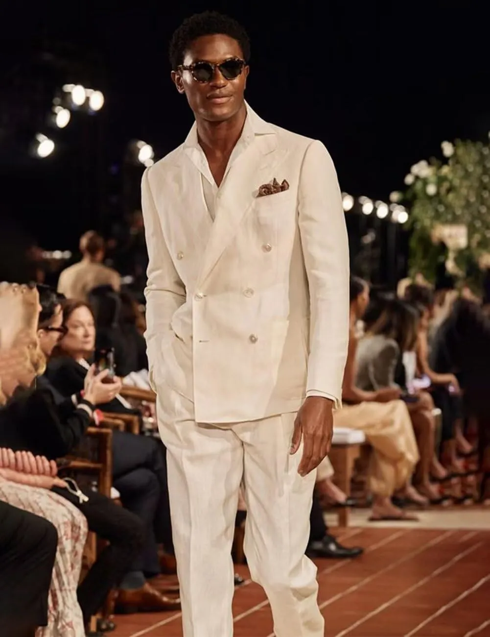 SUZHIMO Men's Linen Suit Double Breasted Suit Men 2 Piece Slim Fit Summer Wedding Suit