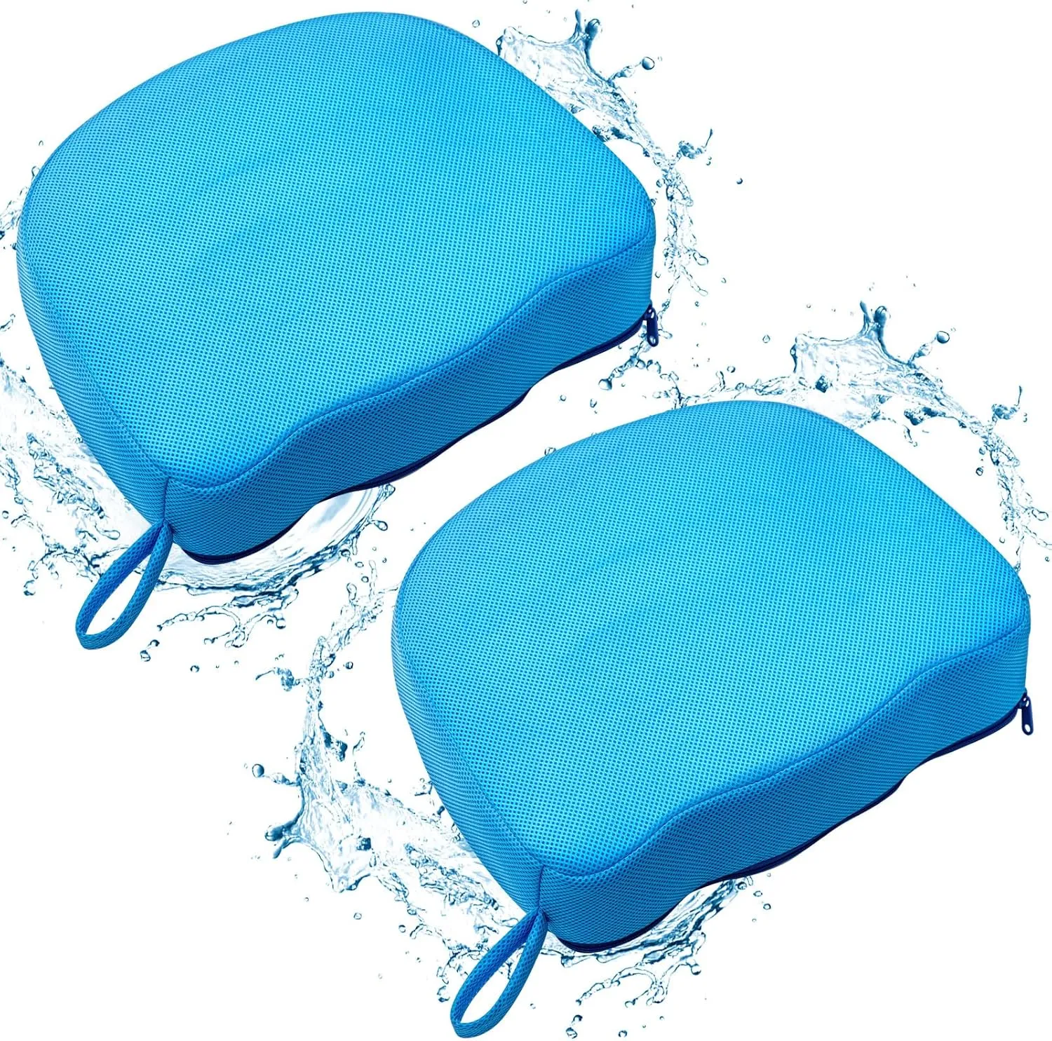 Suzile 2 Pcs Hot Tub Booster Seat, 16 x 13 x 5 Inch Weighted Spa Booster Cushion for Adults, Quick Dry, 3D Air Mesh Cover, Micro Dot Non Slip Bottom Tub Cushion Accessory for Indoor Outdoor((Ripple)