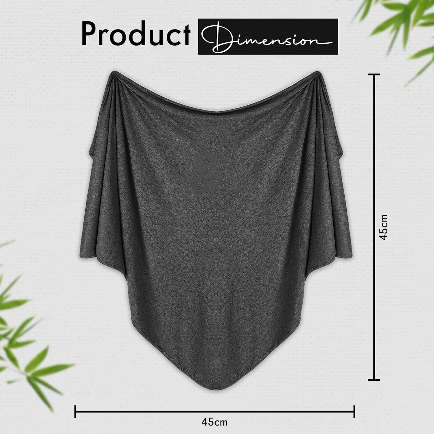 Swaddle Blankets, Baby Swaddling Wrap Nursery Blanket for Boys & Girls Unisex, Soft 95% Viscose from Bamboo and 5% Spandex, Large 45 x 45 inches, Charcoal Gray