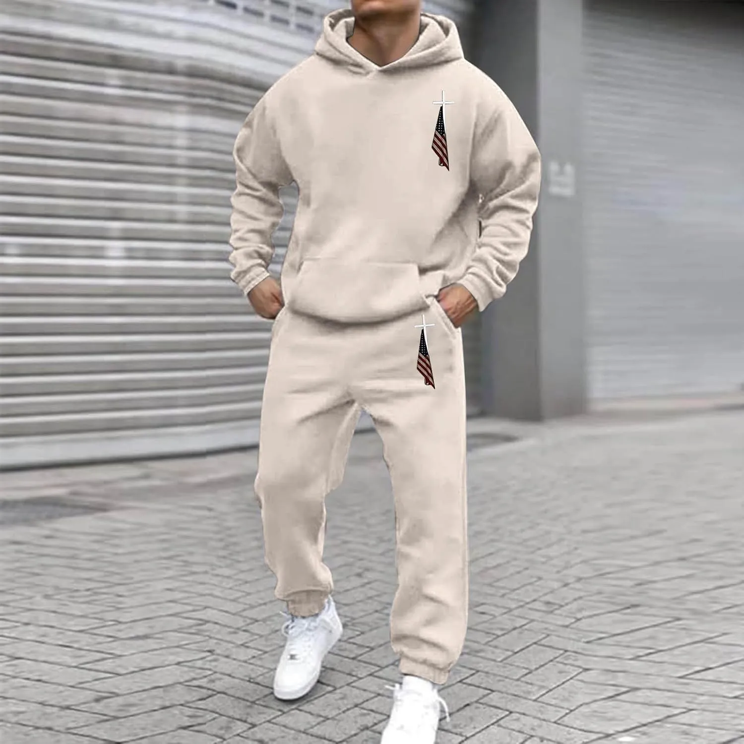 Sweat Suits for Men 2 Piece Hoodie Sweatsuit Sets Long Sleeve Hooded Sweatshirts and Sweatpants Sets Sports Suit