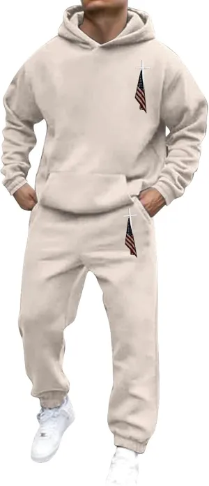 Sweat Suits for Men 2 Piece Hoodie Sweatsuit Sets Long Sleeve Hooded Sweatshirts and Sweatpants Sets Sports Suit