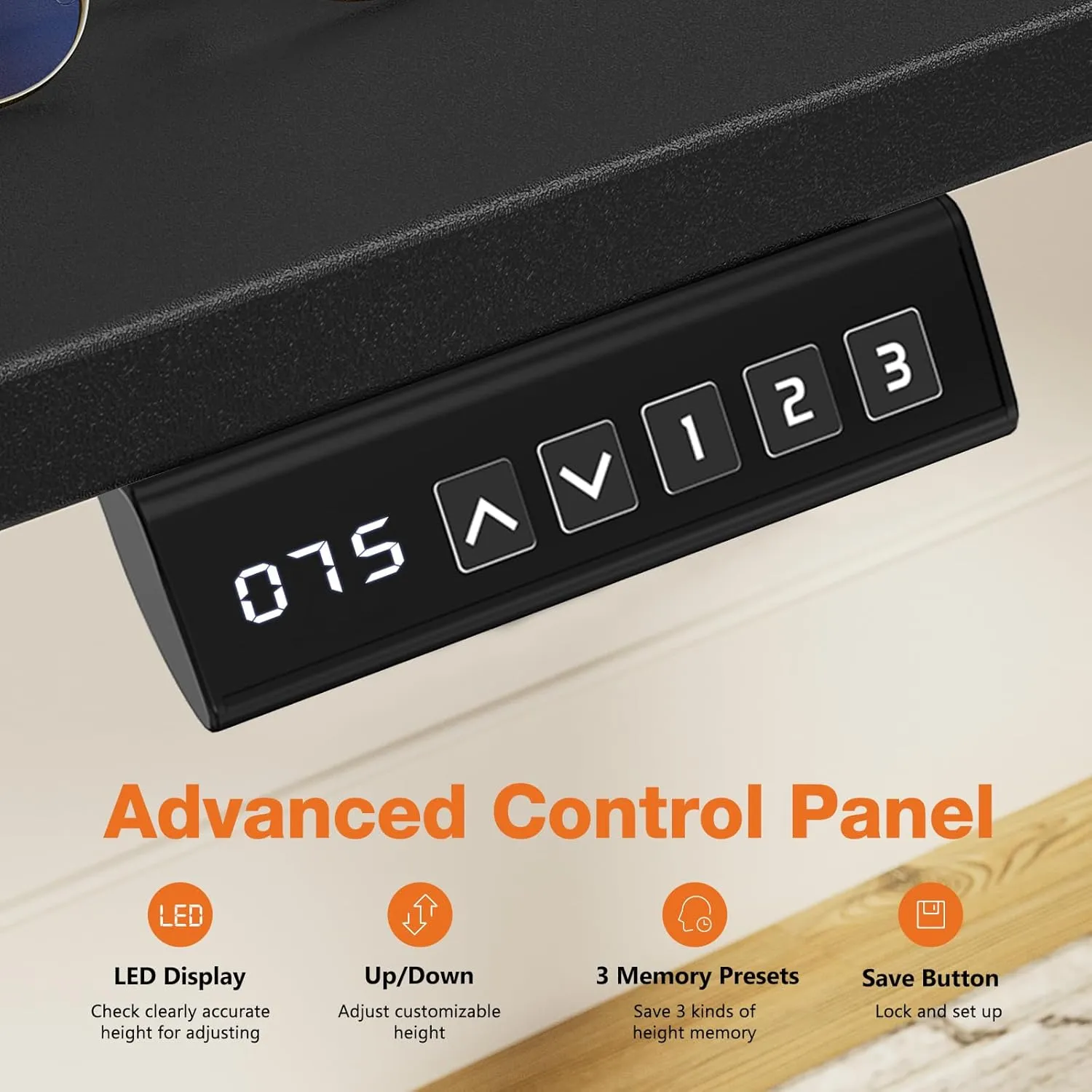Sweetcrispy Electric Adjustable Height Standing Desk - 63 x 24 inch Sit to Stand Up Desk with Splice Board, Rising Home Office Computer Table with 2 Hook and Wire Hole for Work