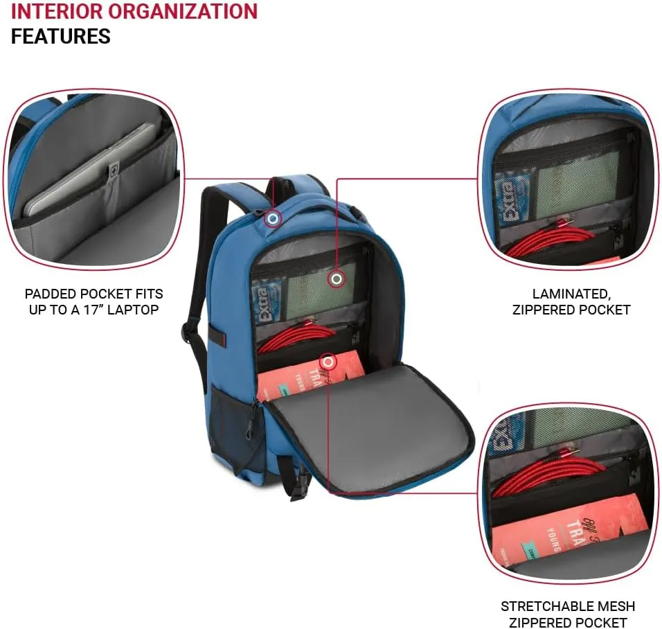 SwissGear Civic Pro Laptop Backpack, Navy, 18”x13.25”x7”