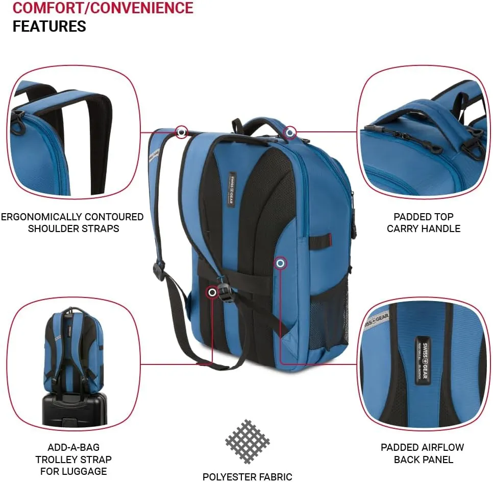 SwissGear Civic Pro Laptop Backpack, Navy, 18”x13.25”x7”