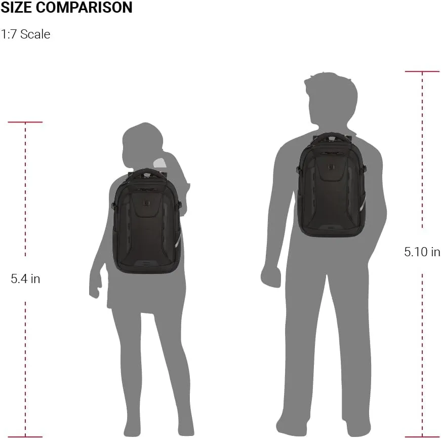 SwissGear Travel Tech Pro Laptop Backpack – Fits Laptops up to 16” – ScanSmart TSA-Friendly Backpack with Multiple Organizer Pockets – Black