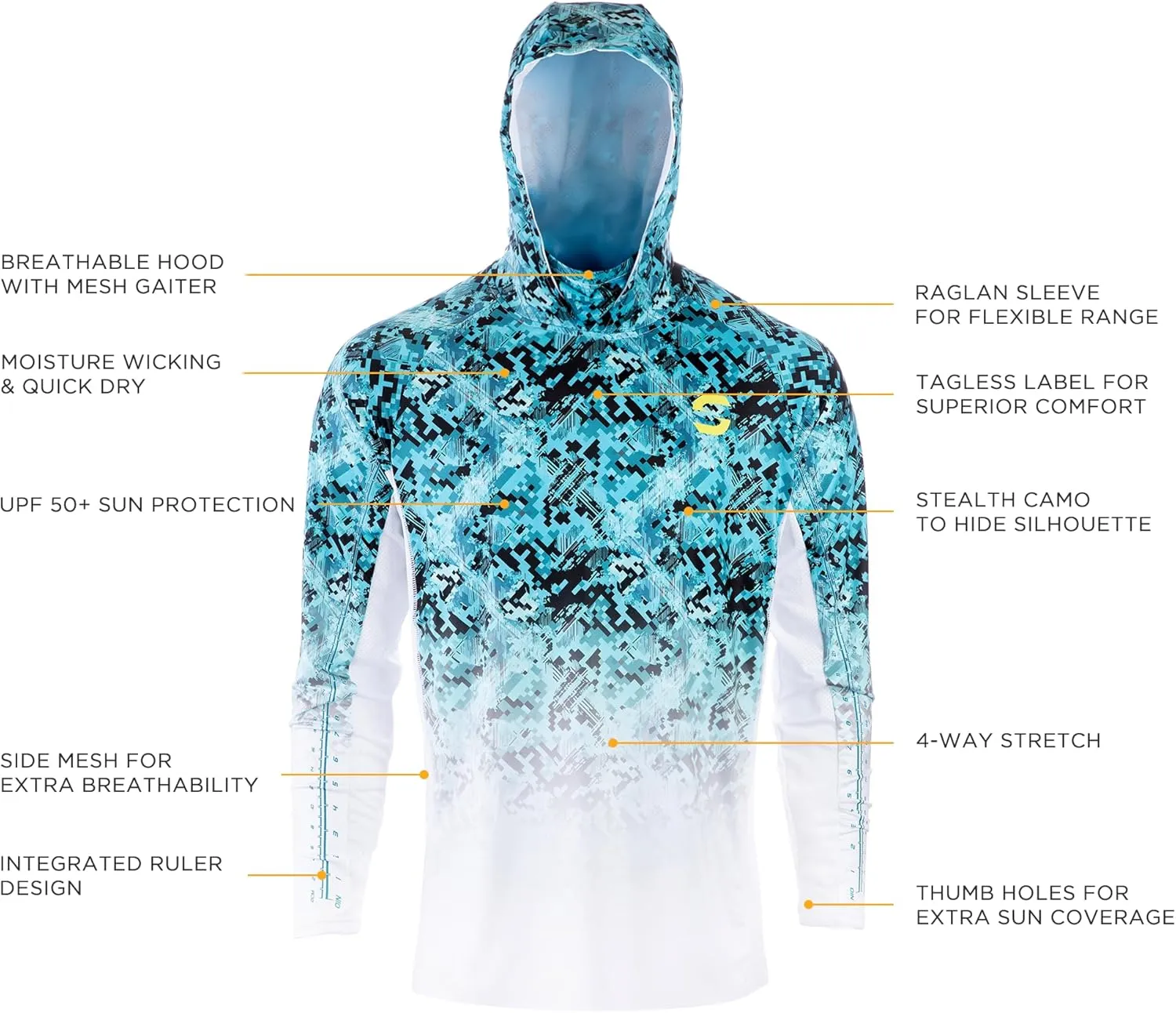 SYNKER Stealth All Weather Performance Fishing Camo Hoodie | UPF 50  Long Sleeve Shirt for Men and Women, Camouflage