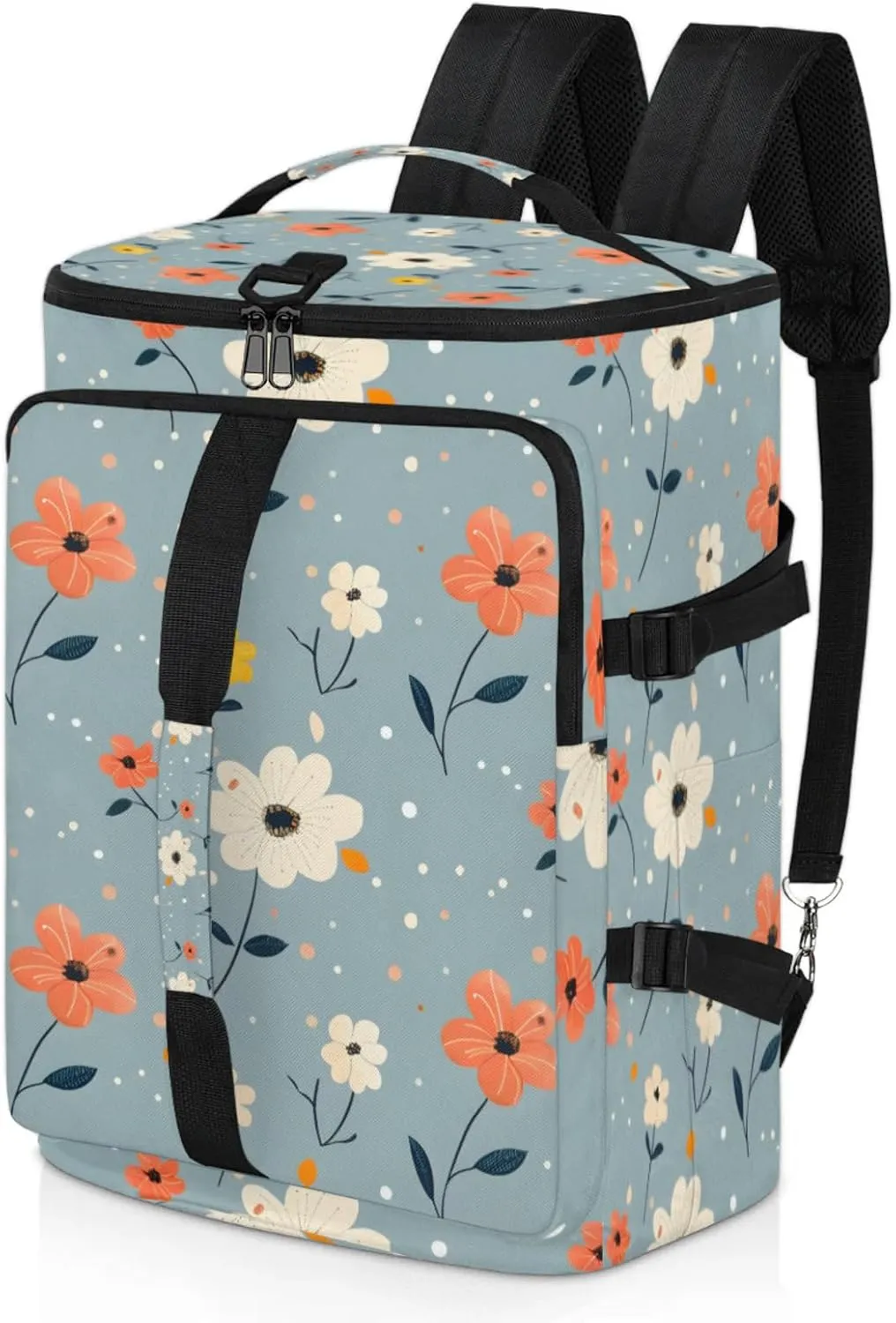 Tactical Sports Duffle Bag for Travel Waterproof Gym Bag with Shoe Compartment 48L Carry On Luggage for Men & Women 3-in-1 Durable Travel Luggage Refreshing Cute Flowers
