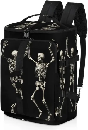 Tactical Sports Duffle Bag for Travel Waterproof Gym Bag with Shoe Compartment 48L Carry On Luggage for Men & Women 3-in-1 Durable Travel Luggage Skeleton Funny Skull