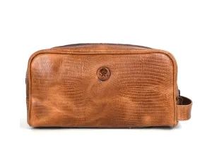 Tampa Leather Toiletry Bag - Copper Brown