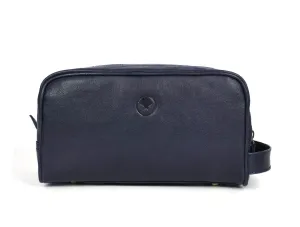 Tampa Leather Toiletry Bag - Navy Blue