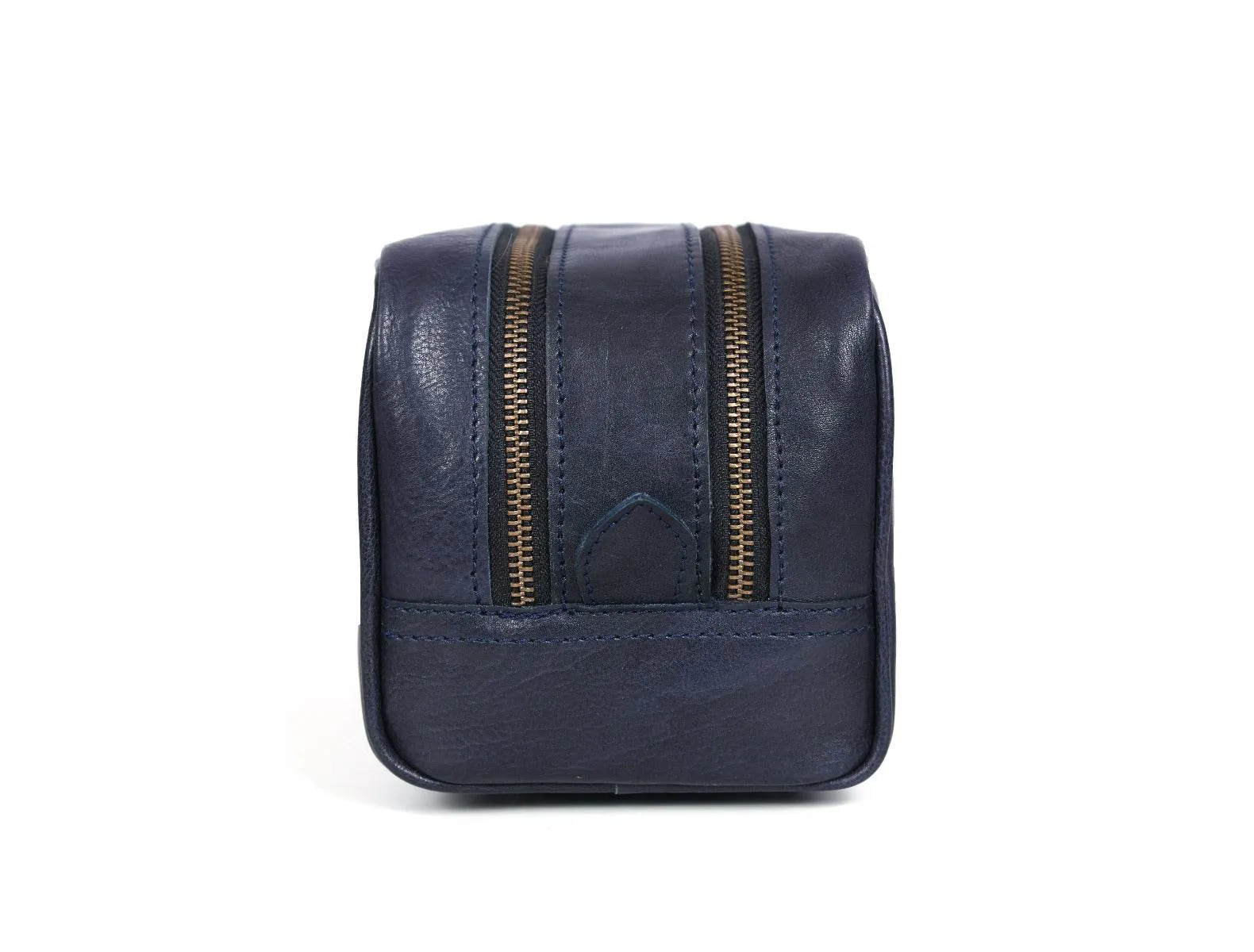 Tampa Leather Toiletry Bag - Navy Blue