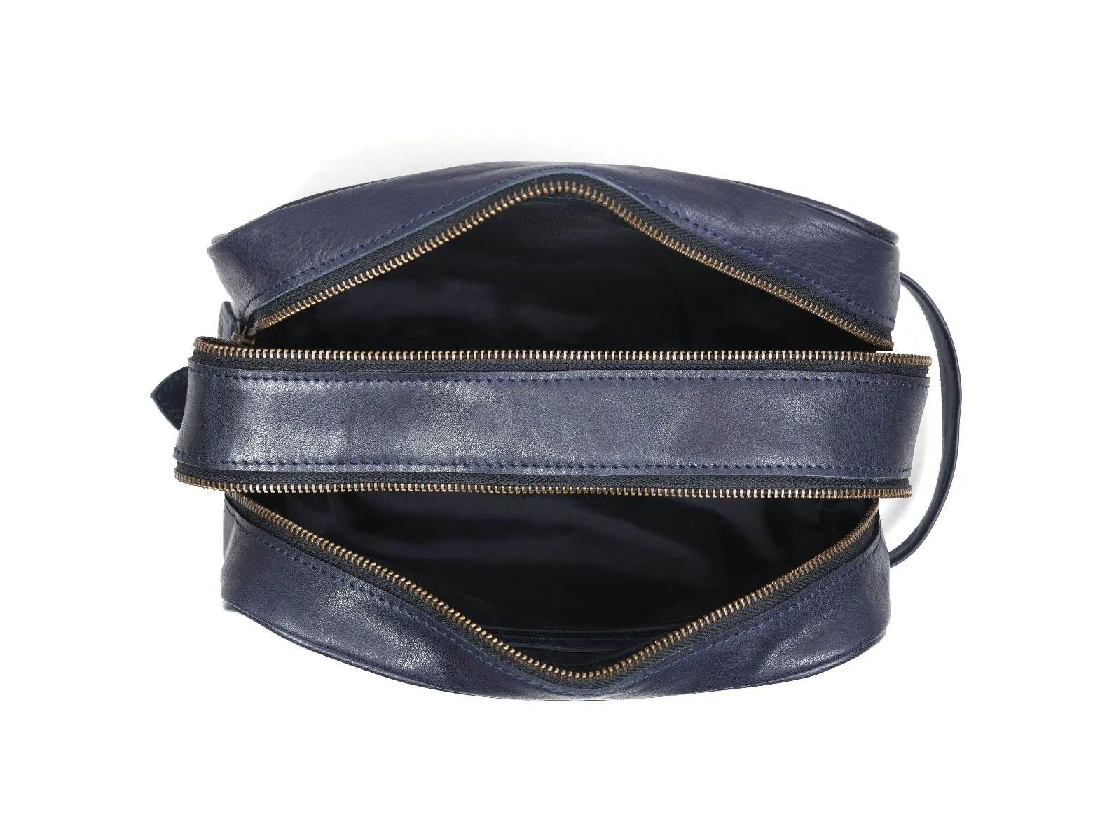 Tampa Leather Toiletry Bag - Navy Blue